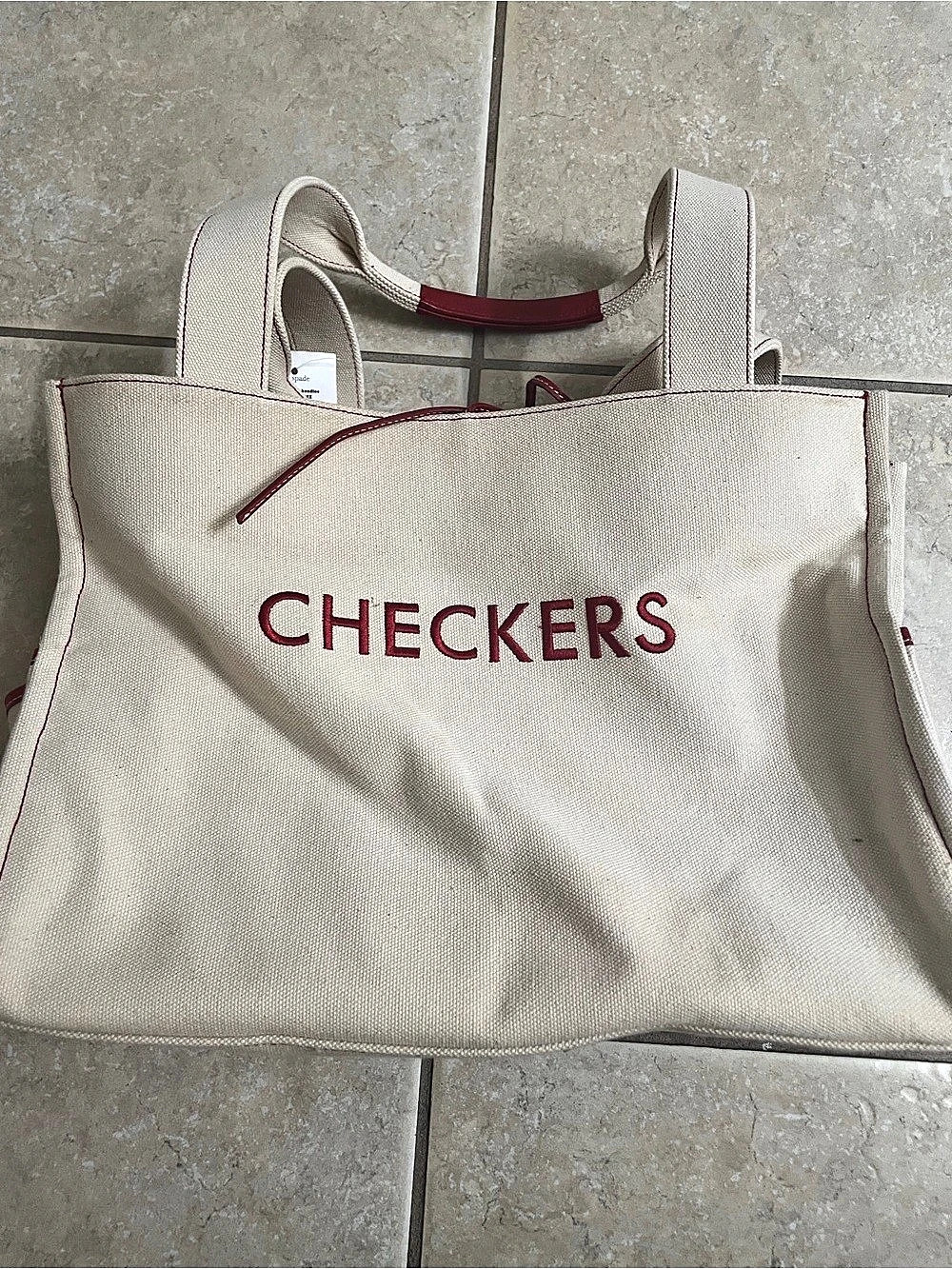 kate spade new york Checkers Tic Tac Toe Tote in Cream NWT